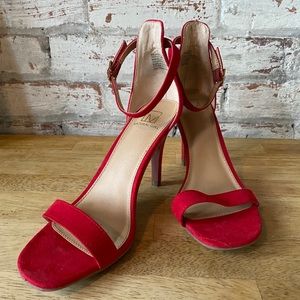 Red suede heels
